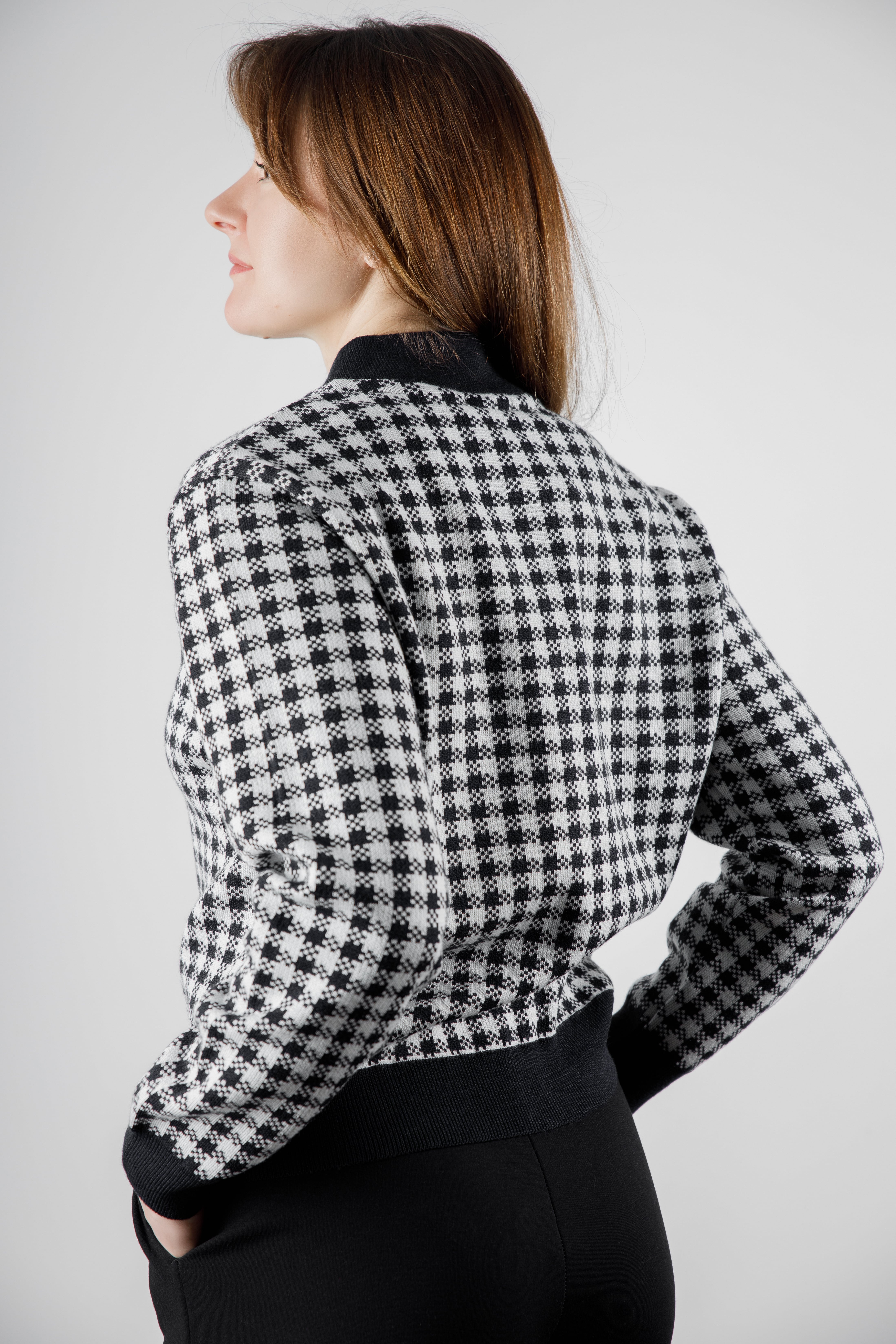 картинка Жакет женский "Бомбер" (темно-синий, отделка: молоко) от магазина Одежда+