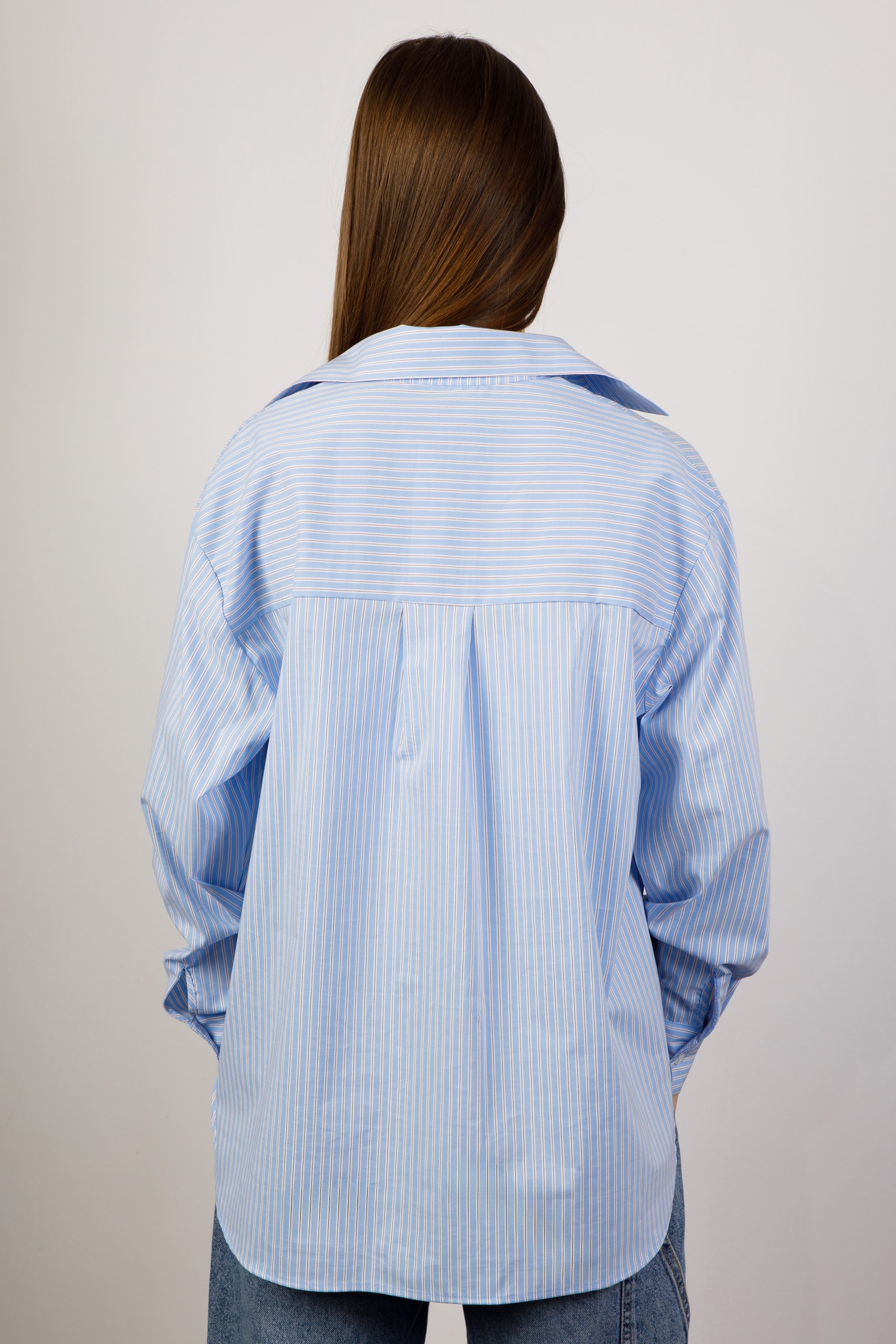 картинка Блузка женская «Лолита-цвет» (полоска микс на голубом) от магазина Одежда+