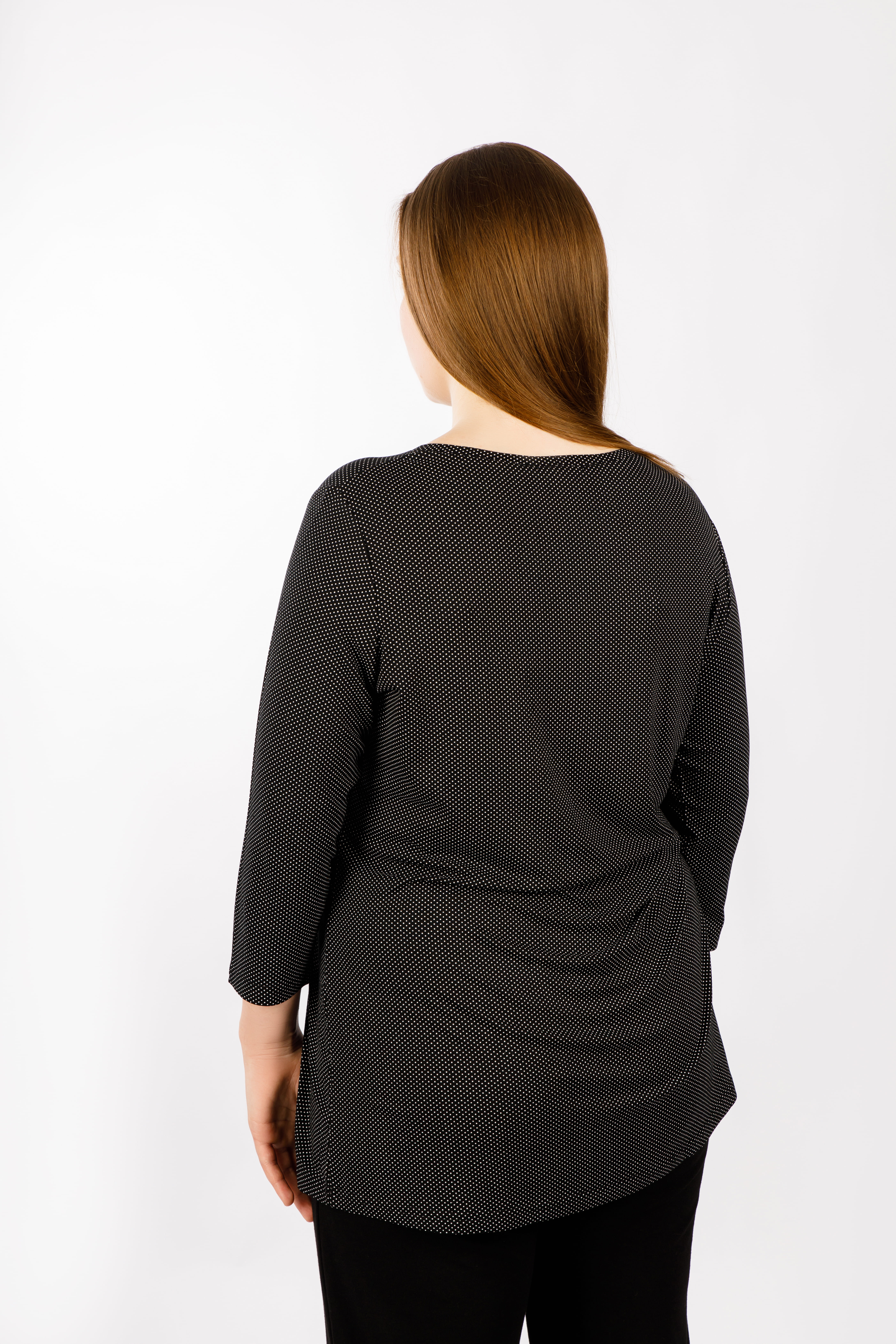 картинка Джемпер женский «Белинда-цвет» (белые горошки на черном фоне) от магазина Одежда+